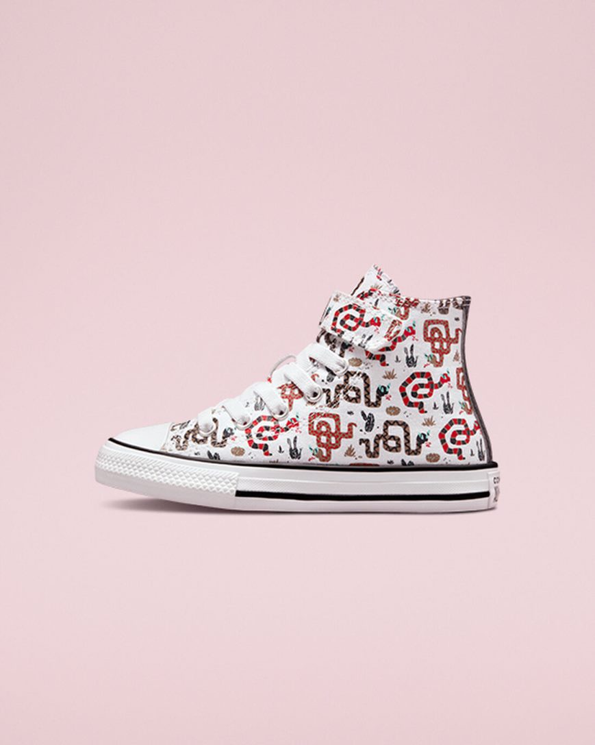 Tenisi Inalti Baieti Converse Chuck Taylor All Star Easy-On Snake Albi Gri Rosii | RO WQD0E598